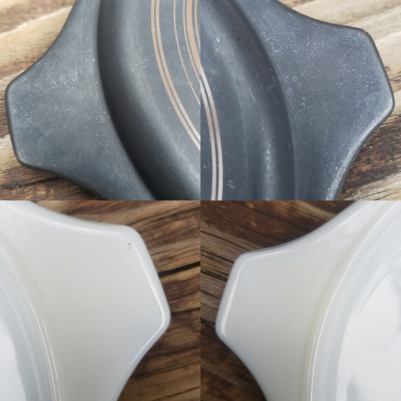(2) Vintage Pyrex Terra Matte Black & Brown Scrolled Pattern Replacement Lids - Picture 4 of 13